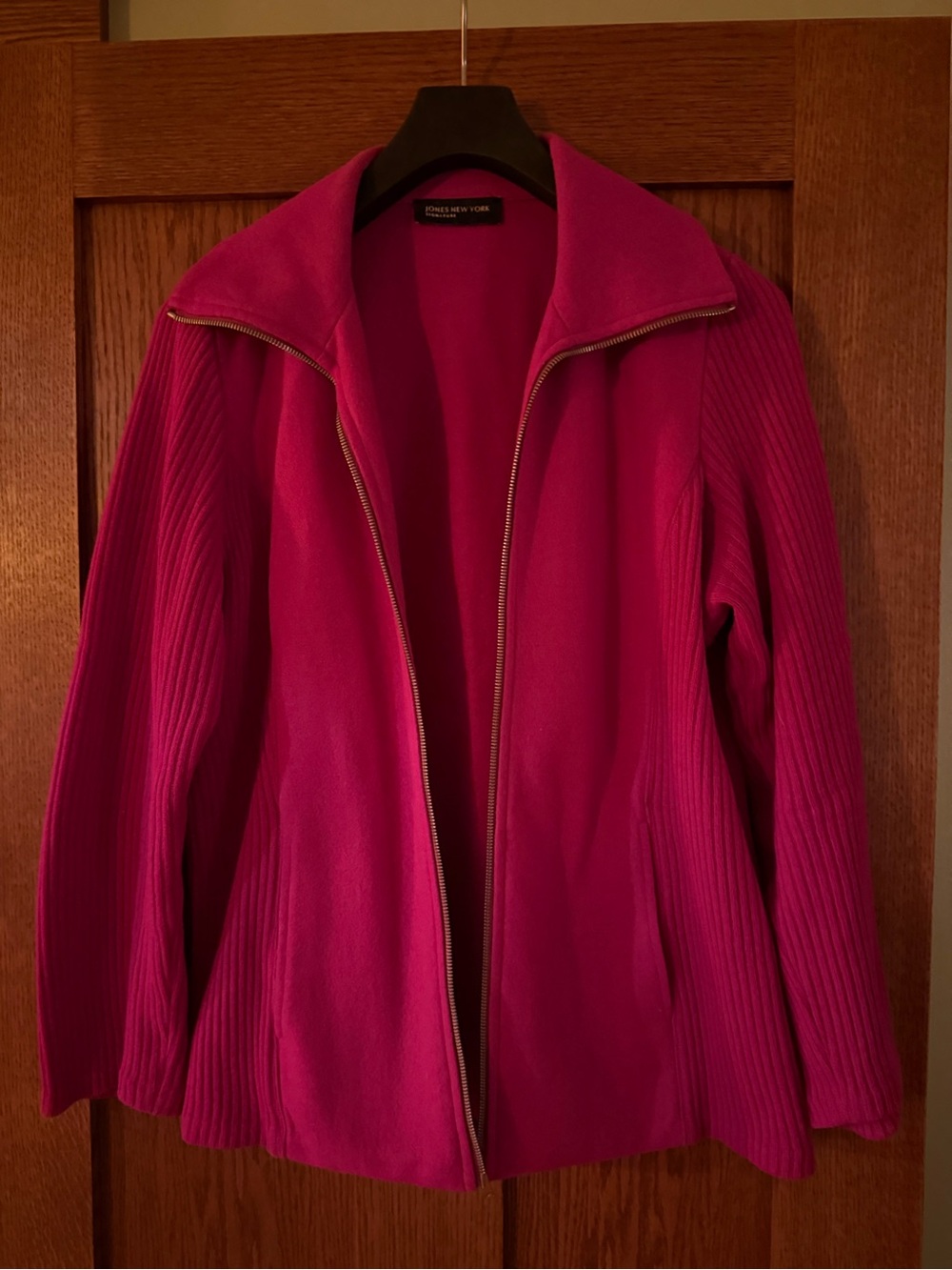 Jones New York Signature Wool Blend Zip Front Jacket Size 16 Pink Berry